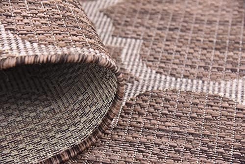 Unique Loom Outdoor Trellis Collection Area Rug (2' x 6' 1" Runner, Brown/ Ivory) - Image 6