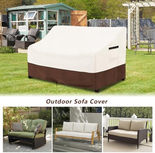 Outdoor Couch Cover,100% Waterproof 3-Seater Outdoor Loveseat/Bench Cover,Patio Furniture Covers,85" Wx 38" Dx 35" H,Beige&Brown - Image 3