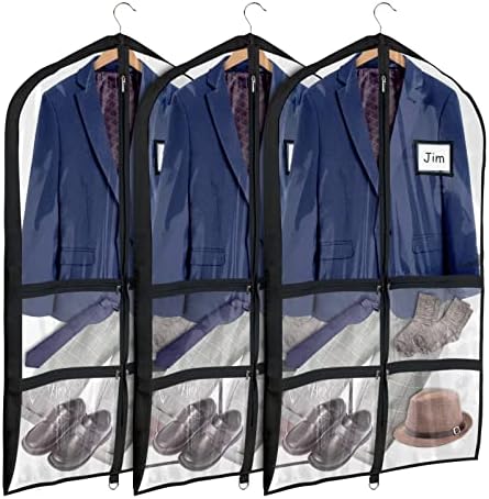 Univivi 40 Inch Dance Costume Garment Bags for Dancers, Clear Black, 3 Pack by Univivi