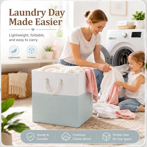 6 Pack 13x13 Inch Cube Storage Bins Fabric Square Cube Baskets, Light Green - Image 6