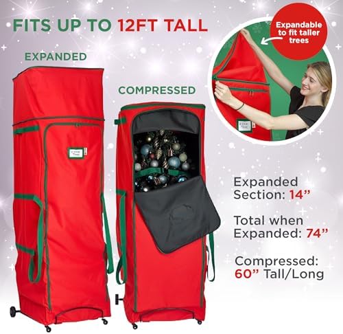 HOLDN’ STORAGE Rolling Christmas Storage Bag - Fits Up to 12 Feet Artificial Trees, Heavy Duty 600D Extra Large Garland and Tree Bag With Wheels - Image 3