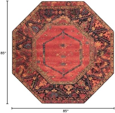 Unique Loom Outdoor Tribal Collection Area Rug - Quepos (7' 1" Octagon Multi/Black) - Image 2