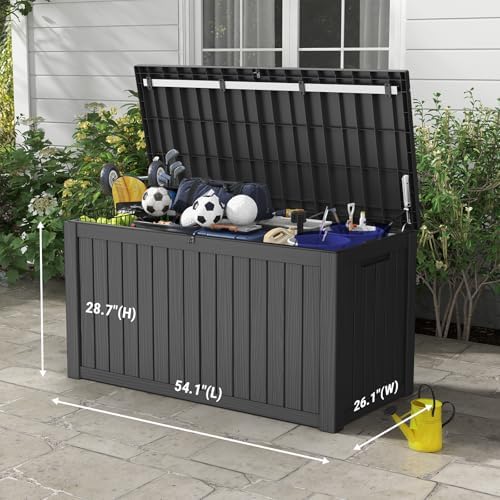 Mars Villa Deck Box, Outdoor Storage Box Waterproof, 150 Gallon, Black - Image 2
