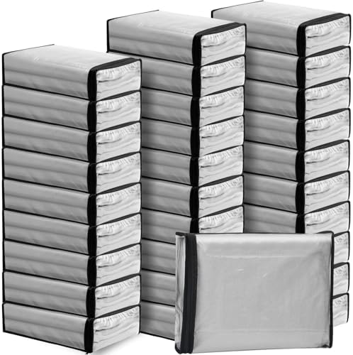 Riakrum 30 Pack Clear Zippered Storage Bags, 15x11x4 inches, Vinyl Plastic Sweater Sheet Organizers Storage Bags, PVC, for Clothes, Sheet, Blankets, Fabrics Organizers (Black) by Riakrum