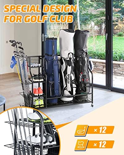PLKOW Golf Bag Storage for Garage, Golf Equipment Organizer Rack - Image 4