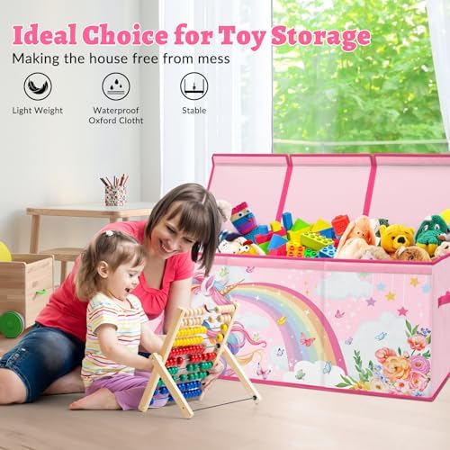 decalsweet Large Toy Box Collapsible Chest Organizer with Flip Lid for Kids - Image 6
