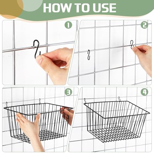 4pcs Hanging Wire Basket Set with S Hooks,10.8''x7.8''x5.6'' - Image 3
