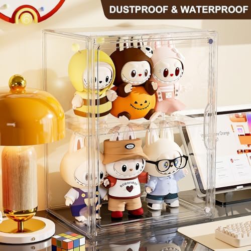 Acrylic Clear Display Case, Stackable Plastic Storage Bins with Shelf, Figure Figurine Hobby Display Case with Magnetic Lid, Large Acrylic Display Box for Collectibles, Figures, 2 Pack - Image 5