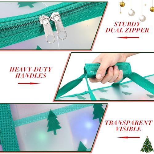 Hosuly 2 Pcs Plastic Christmas Ornaments Storage Box with Dividers, Zippers, 8 Trays,128 Slots, Christmas Storage Containers Xmas Ornaments Organizer for Holiday Balls Ornaments(Christmas Tree) - Image 4