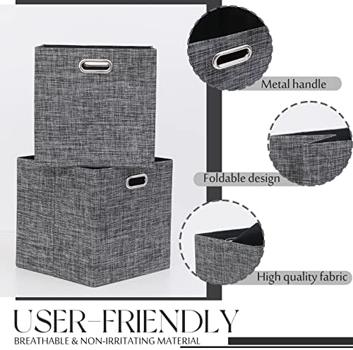 13x13x13 Inch Foldable Cube Storage Bins with Metal Handles, 4 Pack - Image 4