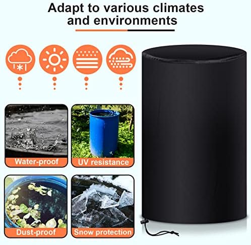 Amylove 55 Gallon Drum Cover, Rain Water Storage Barrel Cover, Black, 4 Pcs - Image 5