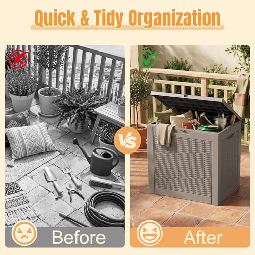 Outdoor Storage Box, 42 Gallon Waterproof Resin Patio Deck Box - Image 4
