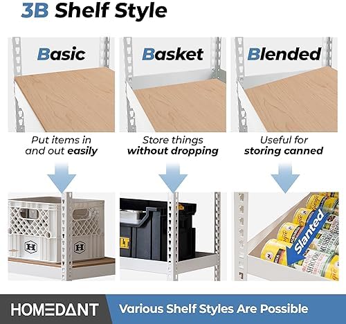 HOMEDANT White 28" W 5 Tier Storage Shelves Garage Shelving Unit Metal - Image 4