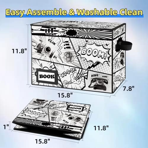 5 Pack Collection Comic Book Storage Boxes, Protector Organizer 15.8" X 7.8" X 11.8" Collapsible Short Box Holds 160-180 Comic Book Heavy Duty Bin Container Holder Shelf - Image 5
