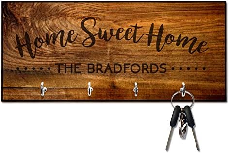 Pattern Pop Personalized Rich Wood Look Home Sweet Home Key Hanger by PatternPop