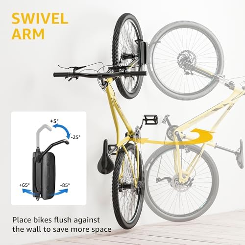 monTEK Swivel Bike Wall Mount, Bike Hangers for Garage, 2 Pack - Image 3