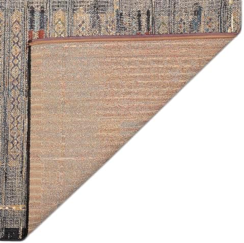 Liora Manne Marina Low Profile Durable Indoor/Outdoor Woven Rug- Tribal Stripe Black 1'11" x 7'6" - Image 5