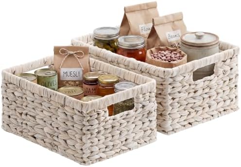 StorageWorks Large Wicker Baskets for Storage, White Wicker Baskets, 2-Pack by StorageWorks