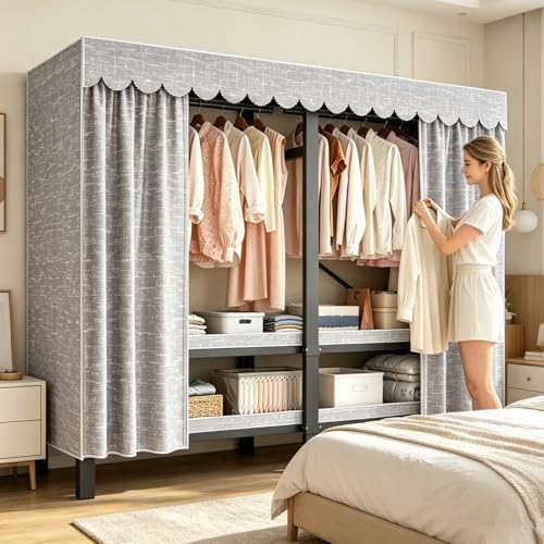 59.1in Heavy Duty Portable Closet with Cover 2000Ibs (grey, 59.1in/150cm) by SPTZQURY