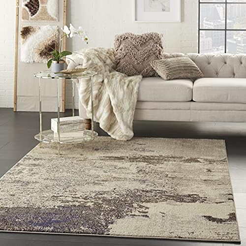 Nourison Celestial Modern Abstract Ivory/Grey 3'11" x 5'11" Area -Rug, Easy -Cleaning, Non Shedding, Bed Room, Living Room, Dining Room, Kitchen (4x6) - Image 4