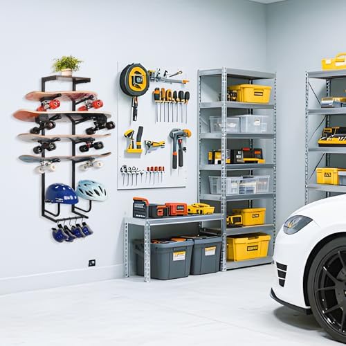 Multi Deck Skateboard Wall Mount, 2 or 4 Board Rack, Helmet Stands - Image 7