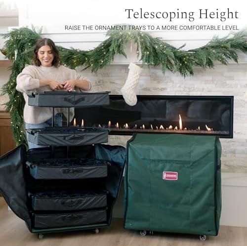 [TreeKeeper Telescoping Christmas Ornament Storage Box with Dividers] - Adjustable Organizer Holds 120 Ornaments up to 4 Inches Tall by Nearly Any Width and Length | 5 Removable Trays with Separators - Image 2