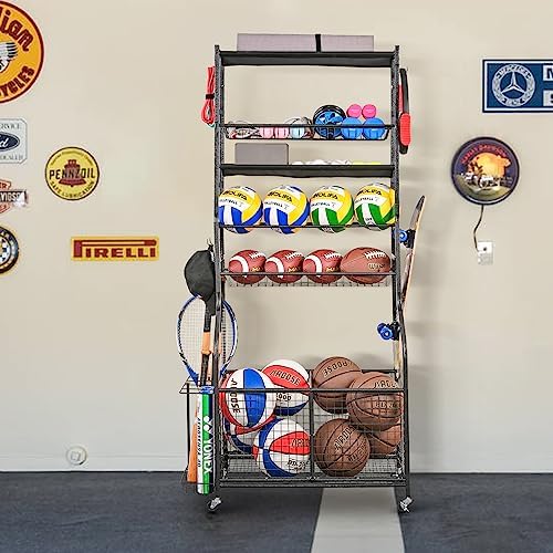 Mythinglogic Rolling Sports Equipment Organizer for Garage Gear and Toys - Image 7