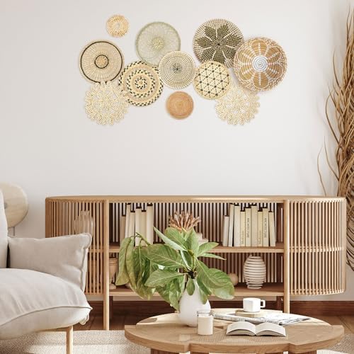 Tatuo 11 Pcs Boho Wall Basket Decor Woven Wall Hanging Art, Vivid - Image 5