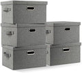 Graciadeco Medium 15" 21 Quart Collapsible Stackable Storage Bins with Lids, 5 Packs Grey Foldable Fabric Closet Boxes Heavy-duty Linen Cube Baskets Container for Bedroom Office (15 x 11 x 8) by GraciadecoStorage