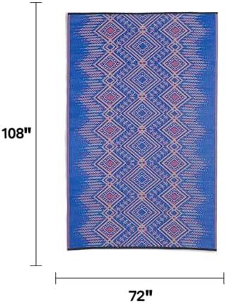 Fab Habitat Outdoor Rug - Waterproof, Fade Resistant, Crease-Free, Reversible - Premium Recycled Plastic - Boho Southwestern - Large Patio, Deck, Sunroom, Camping, RV - Jodhpur - Multi Blue - 6 x 9 ft - Image 2