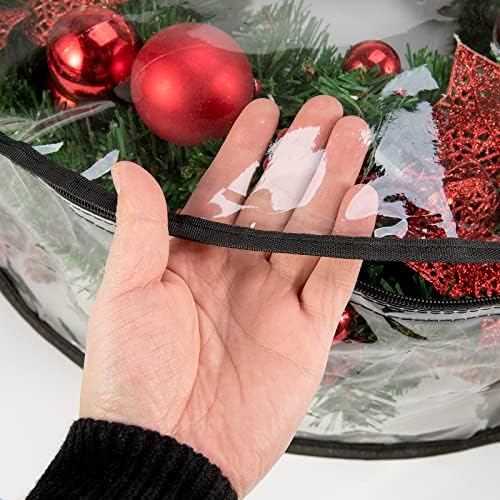 Clear Wreath Storage Bag 30 Inch, Christmas Container, Heavy Duty Protector With Handle for Holiday Seasonal Garland, 4Pcs - Image 4