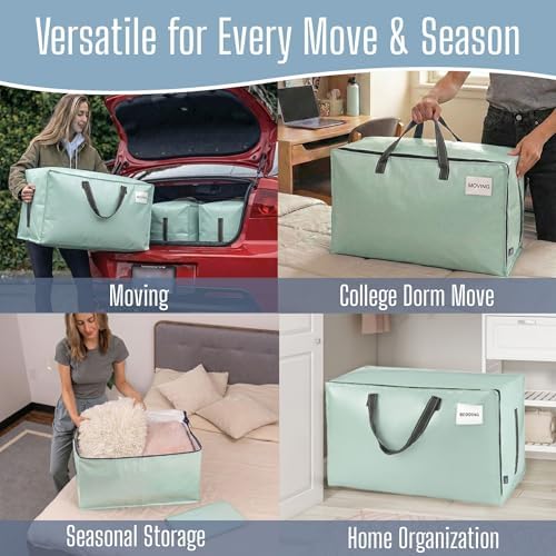 VENO 8 Pack Extra Large Heavy Duty Moving Bags with Wide Opening & Reinforced Handles, Reusable Storage Tote Bags with Strong Zippers for Clothes, College Dorm Essentials & Moving Supplies - Image 6