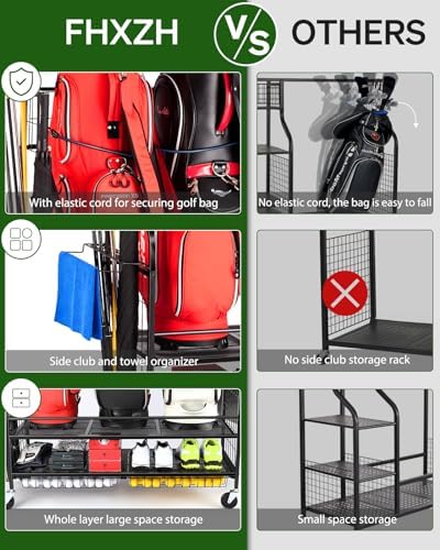 FHXZH Golf Bag Storage Garage Organizer - Golf Bag Stand with Wheels - Image 4