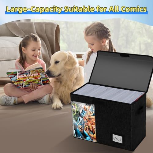 Display Collection Comic Book Storage Boxes, Protector Organizer 15.8" X 7.8" X 11.8" Collapsible Holds 160-180 Comic Book Heavy Duty Bin Container Holder Shelf, 10 PCS - Image 2