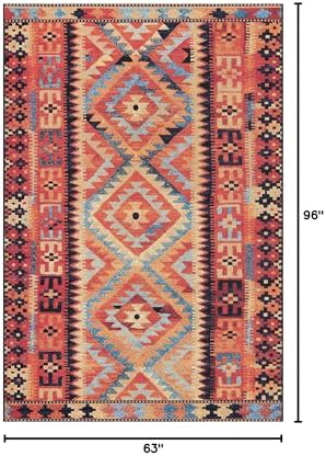 Unique Loom Outdoor Tribal Collection Area Rug - Tortuguero (5' 3" x 8' Rectangle, Multi/ Blue) - Image 2