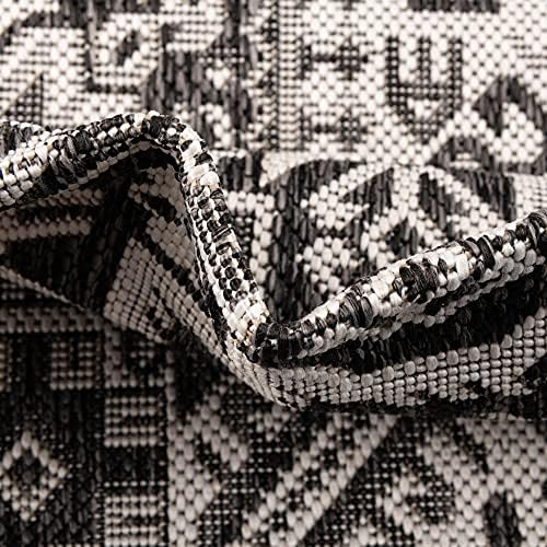 Rugs.com Outdoor Aztec Collection Rug – 7' x 10' Charcoal Gray Flatweave Rug Perfect for Living Rooms, Large Dining Rooms, Open Floorplans - Image 6