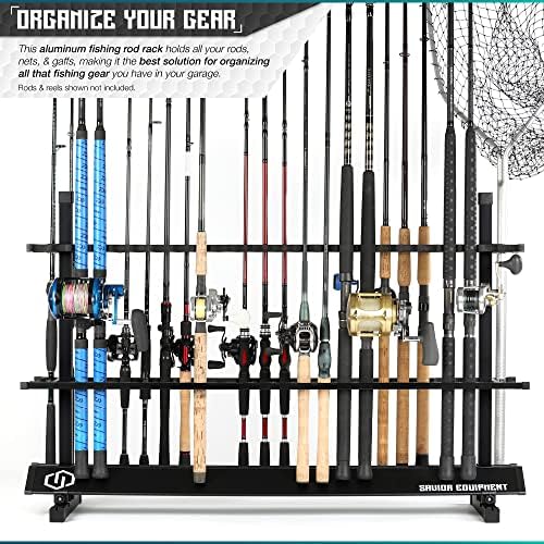 Savior Equipment Fishing Rod Rack Holder Organizer, 24-48 Slots to Hold Fresh Salt Water Spinning Rods & Reel Combo, Lightweight Aluminum Vertical Fish Pole Garage Storage Ground Display Stand - Image 2
