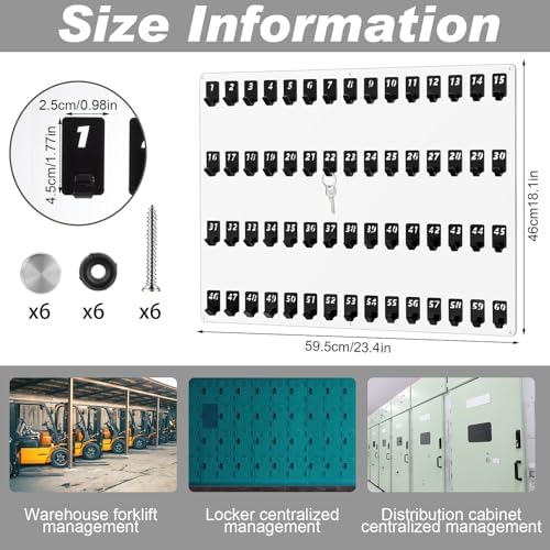 Beeveer Acrylic Key Holder Board with 60 Hooks, Wall Mount Organizer, Clear - Image 2