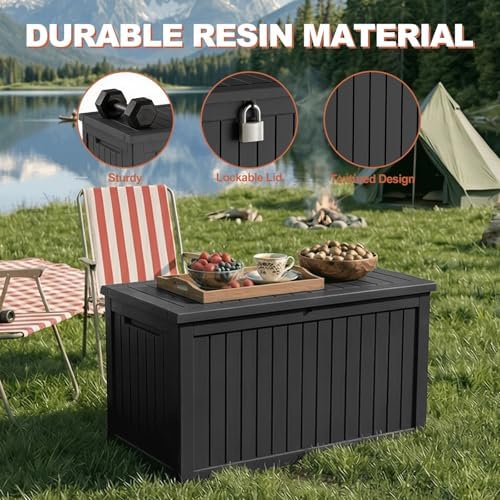 EFU Outdoor Storage Box 330 Gallon Deck Box, Waterproof Resin, Black - Image 3