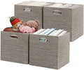 Posprica 3X Thicker Fabric Storage Cubes 13 inch Collapsible Storage Bins for Organization, Cubby Storage Baskets for Organizing Shelf Cabinet Bookcase Boxes, Set of 4, Coffee by Posprica