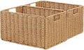Vagusicc Wicker Storage Basket, Set of 2 Hand-Woven Paper Rope Wicker Basket, Small Storage Baskets for Organizing Toilet Paper Basket, Foldable Large Cube Storage Organizer Bins for Shelves (Natural) by Vagusicc