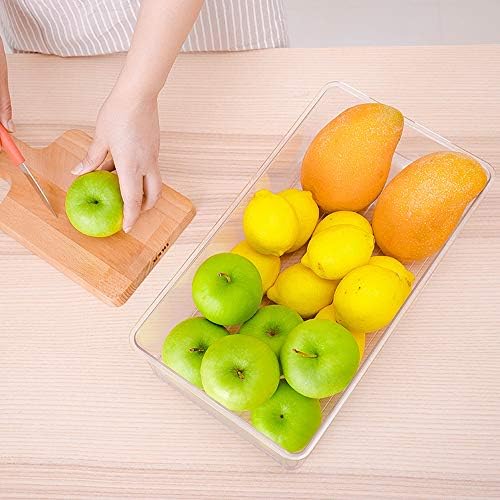 SANNO Vegetable Refrigerator Organizer Food Bins with lids Large Stackable Fridge Clear Organizers Kitchen Cabinet Organizer for Freezer, Kitchen, Countertops, Cabinets Pantry Storage Bins，set of 2 - Image 3