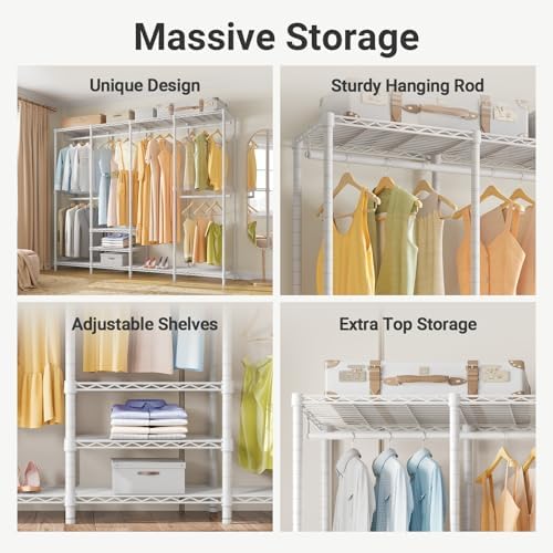VIPEK L40 Plus Garment Rack L Shaped Clothes Rack for Corner, Freestanding Portable Wardrobe Closet Heavy Duty Clothing Rack for Hanging Clothes, 60.6"L x 45"W x 76.4"H, Load Capacity 1300LBS, White - Image 4