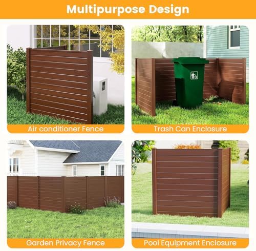 GIANTEX No-Dig Air Conditioner Fence, 2 Panels, 48''W x 48''H, Brown - Image 2