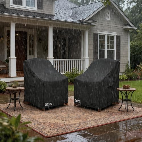 Patio Chair Cover 32W x 35D x 36H inches,Waterproof Heavy Duty Outdoor Furniture Covers for Patio Adirondack Chair 2 Pack(Black) - Image 4