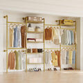 Higeego W4 Wall Mounted Clothes Rack, Industrial Pipe Clothing Rack, Gold by Higeego