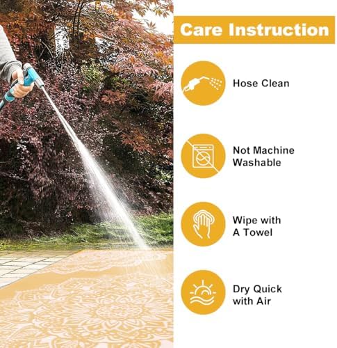 Yamaziot Waterproof Outdoor Rug 6x9 ft, Reversible Plastic Straw Rug for Patio Clearance, Camping, RV Mat, Large Outside Rug Carpet for Porch, Deck, Backyard, Balcony, Picnic, Yellow - Image 4