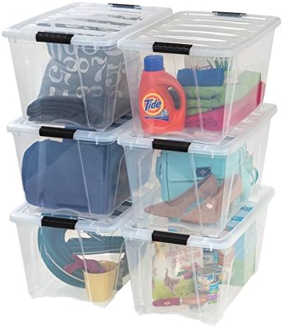 IRIS USA 6-Pack 54 Quart Storage Bins with Lids, Clear by IRISUSA