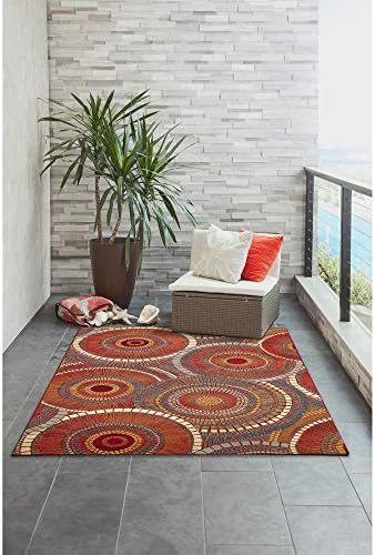 Liora Manne Marina Low Profile Durable Indoor/Outdoor Woven Rug- Circles Saffron 3'11" x 5'10" - Image 4