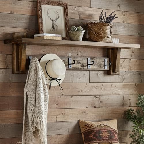Alaterre Furniture Durango Rustic Wall Mounted Coat Rack, Natural, 60 Inch - Image 5